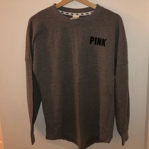 VS PINK Grey Crew Neck With Tribal Print Logo